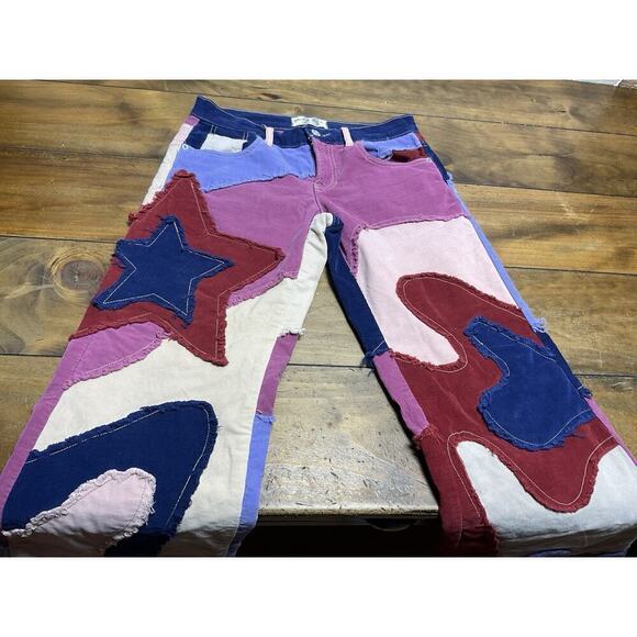 Free People Groovy Supernova Cord Wide Leg Purple Disco Jeans Size 25 - Picture 3 of 11